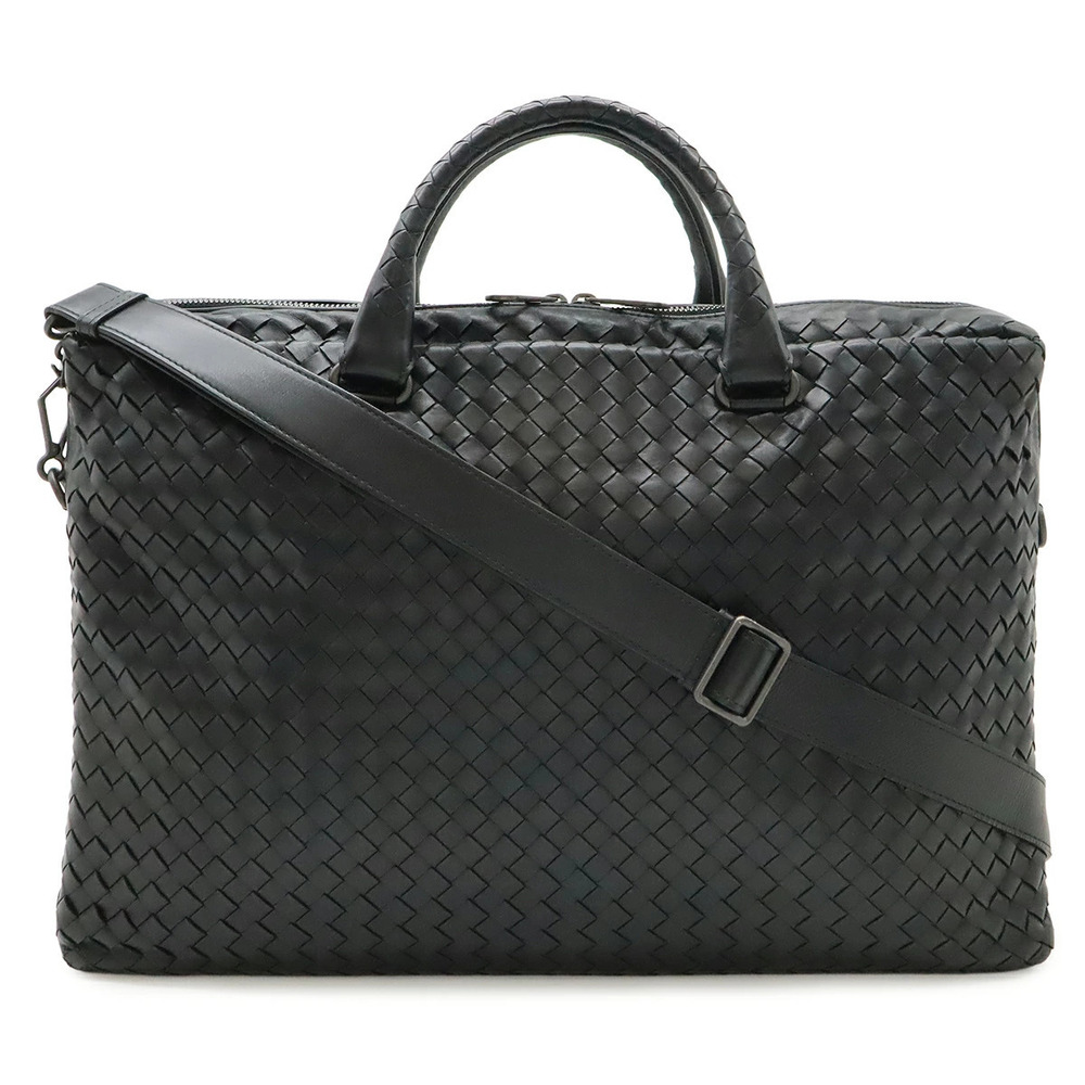 BOTTEGA VENETA Intrecciato Business Bag Shoulder Leather Black